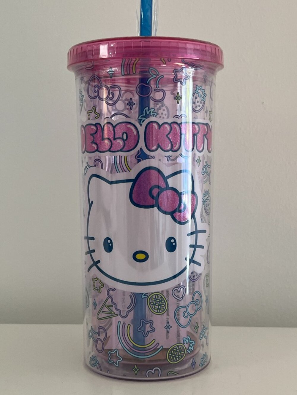 HELLO KITTY Sanrio 20oz. Pink Blue Travel Tumbler With Straw - NEW